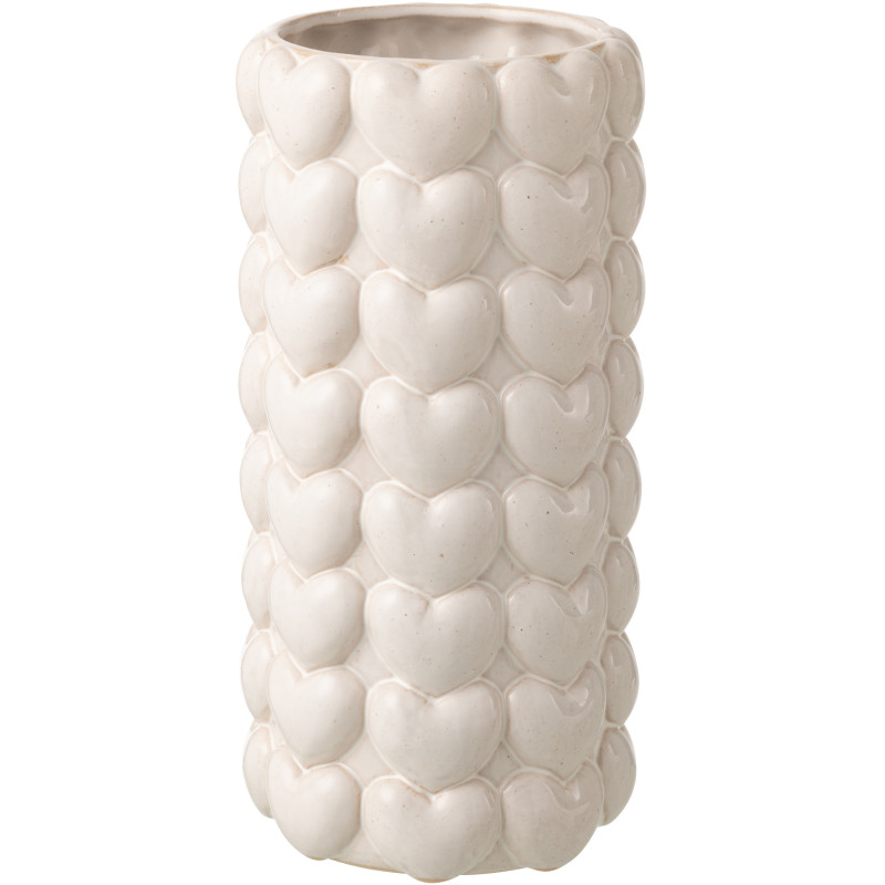 VASE COEURS GRÈS ÉCRU XL (16x16x32,5cm) 