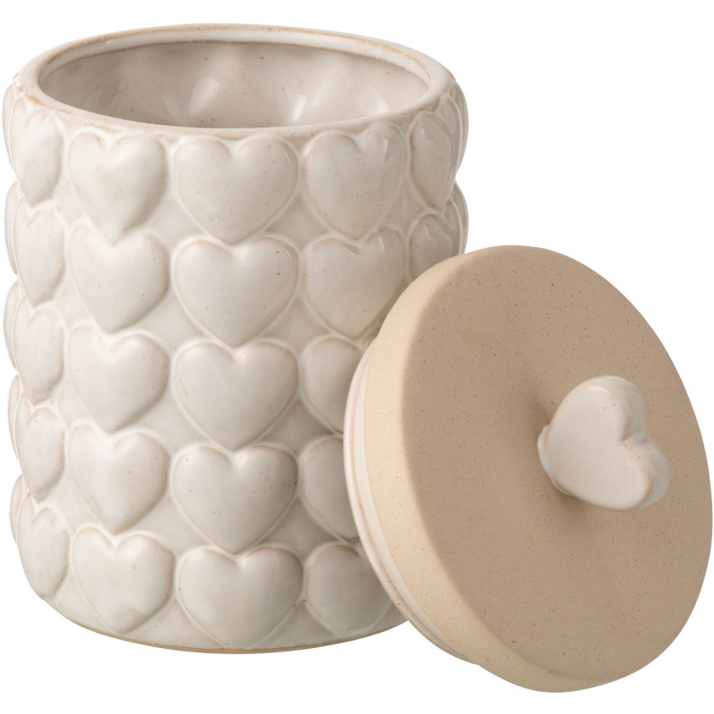 POT À PROVISION COEURS GRÈ ECR (14x14x22,5cm) 