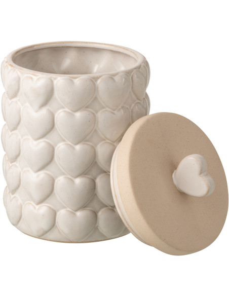 POT À PROVISION COEURS GRÈ ECR (14x14x22,5cm) 