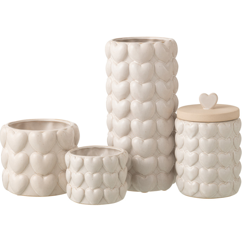 POT À PROVISION COEURS GRÈ ECR (14x14x22,5cm) 