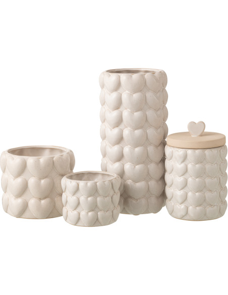 POT À PROVISION COEURS GRÈ ECR (14x14x22,5cm) 