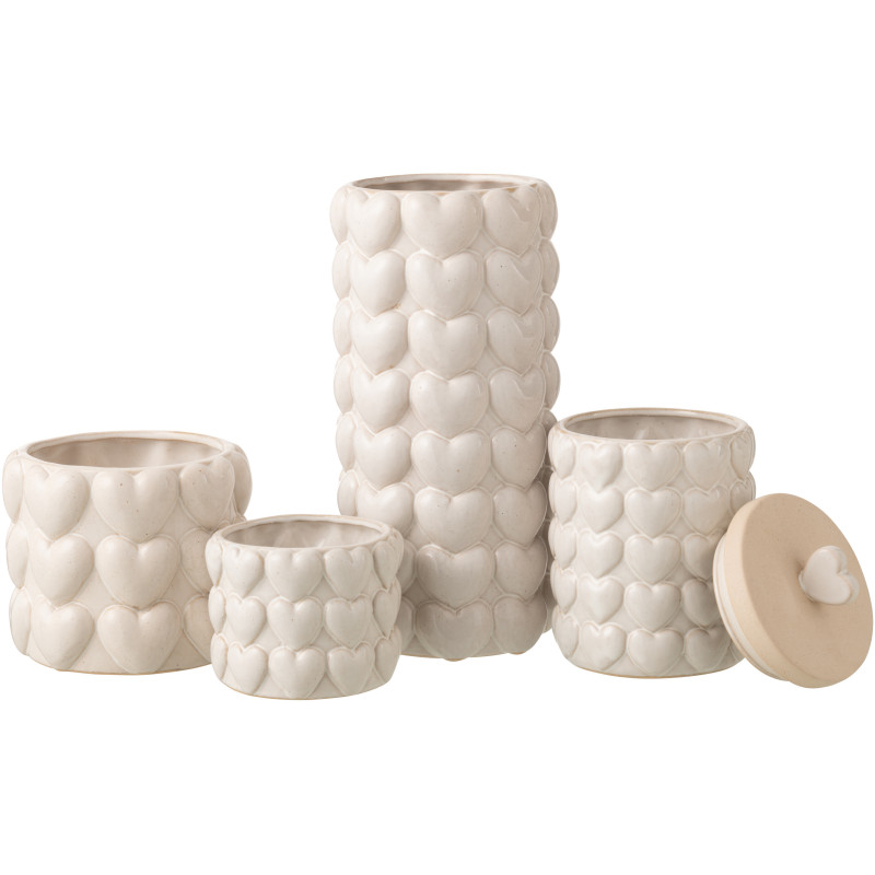 POT À PROVISION COEURS GRÈ ECR (14x14x22,5cm) 