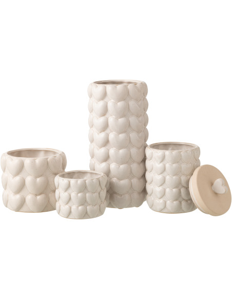 POT À PROVISION COEURS GRÈ ECR (14x14x22,5cm) 