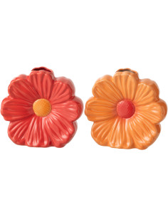 VASE FLEU PORCEL ROU/OR L ASS2 (24x6,5x22cm) 