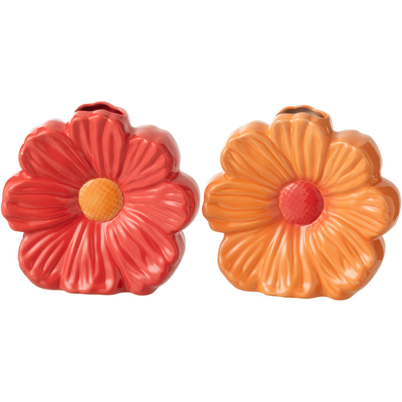 VASE FLEU PORCEL ROU/OR L ASS2 (24x6,5x22cm) 