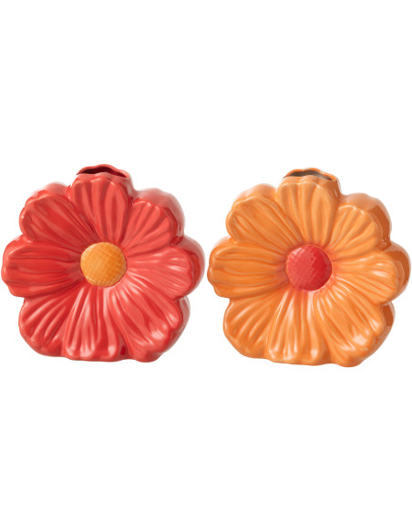 VASE FLEU PORCEL ROU/OR L ASS2 (24x6,5x22cm) 