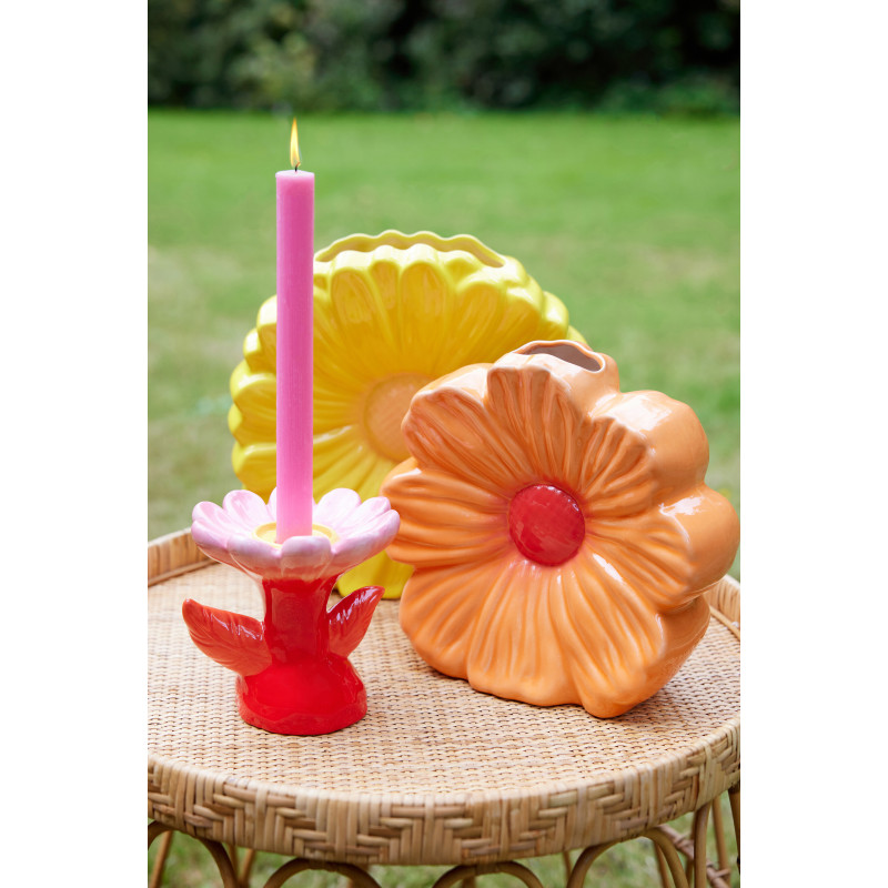 VASE FLEU PORCEL ROU/OR L ASS2 (24x6,5x22cm) 