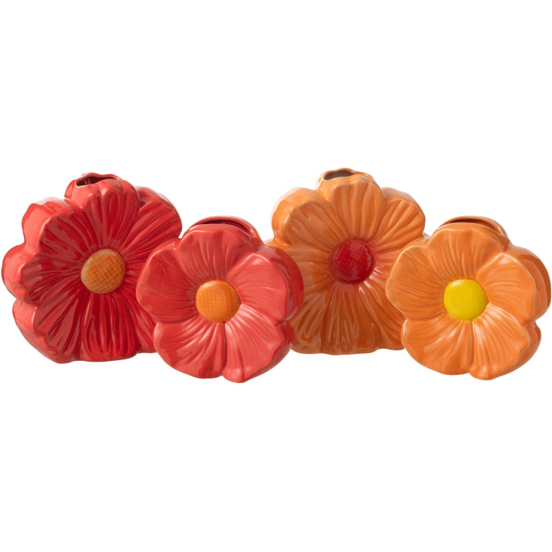 VASE FLEU PORCEL ROU/OR L ASS2 (24x6,5x22cm) 