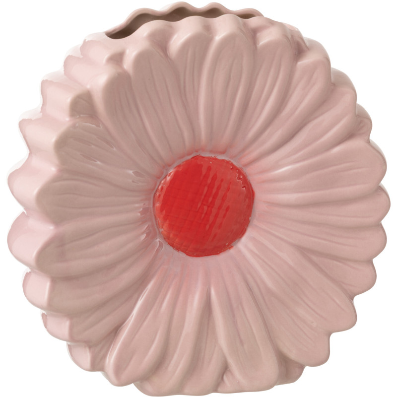 VASE FLEUR PORCELAINE ROSE (26,5x9x26,5cm) 
