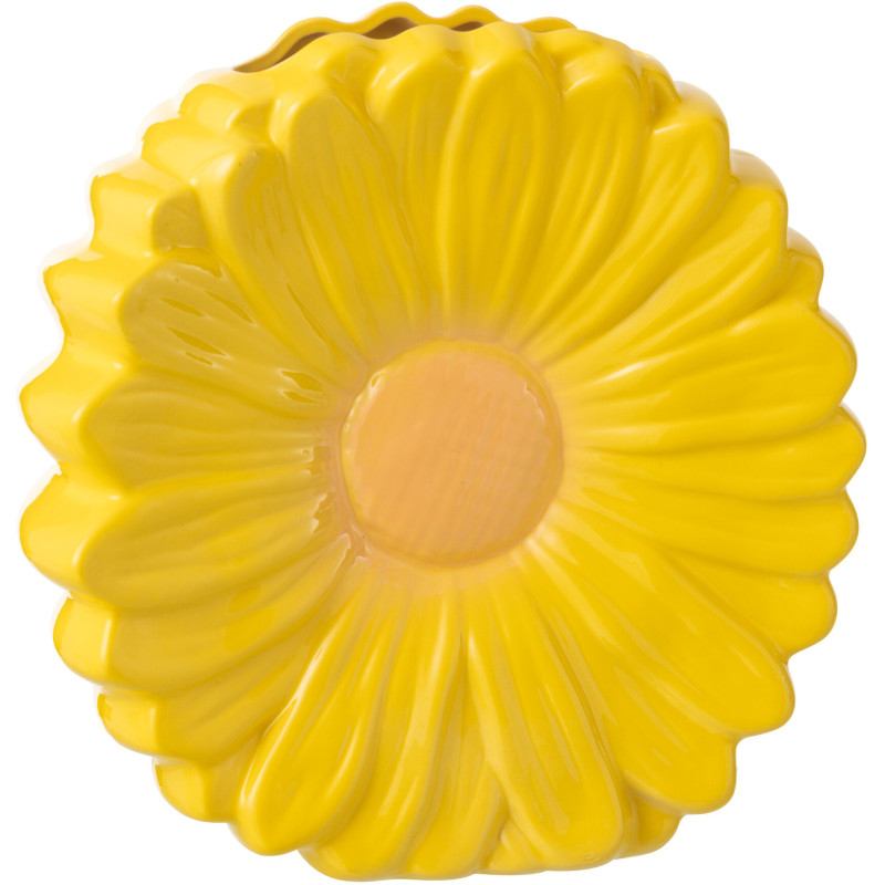 VASE FLEUR PORCELAINE JAUNE (26,5x9x26,5cm) 