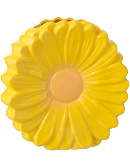 VASE FLEUR PORCELAINE JAUNE (26,5x9x26,5cm) 