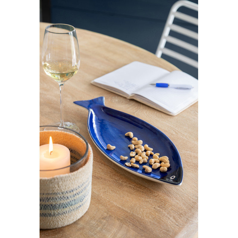 PLATEAU POISSON LARG PORCEL BL (42,5x17x3cm) 