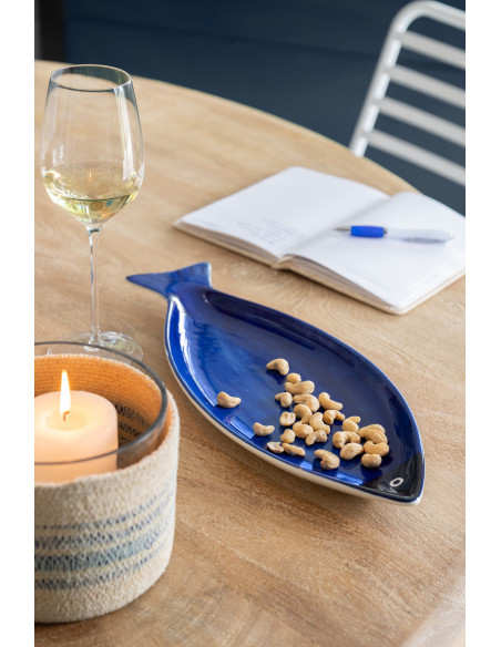 PLATEAU POISSON LARG PORCEL BL (42,5x17x3cm) 