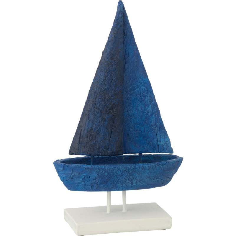 BATEAU S/BASE POLYRÉS BL/BLA (19x9x39cm) 