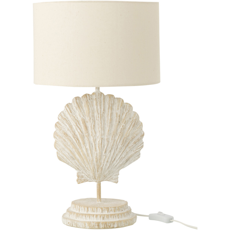 LAMPE COQUILLA POLYRÉS BLA/NAT (28x28x47,5cm) 