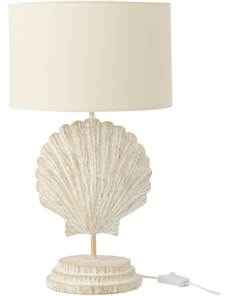 LAMPE COQUILLA POLYRÉS BLA/NAT (28x28x47,5cm) 