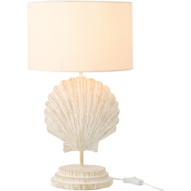 LAMPE COQUILLA POLYRÉS BLA/NAT (28x28x47,5cm) 