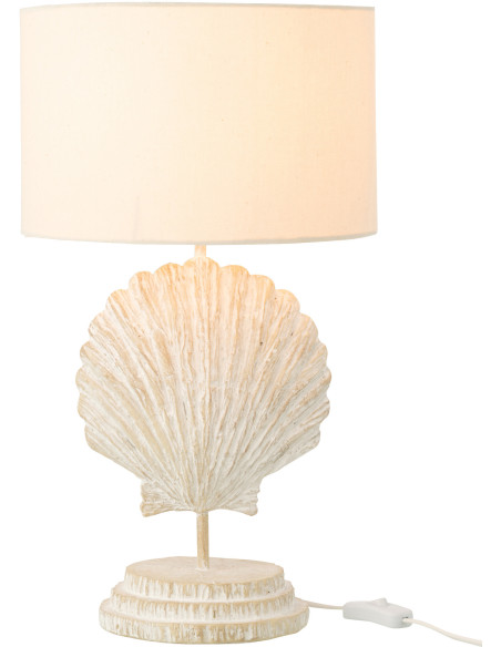 LAMPE COQUILLA POLYRÉS BLA/NAT (28x28x47,5cm) 