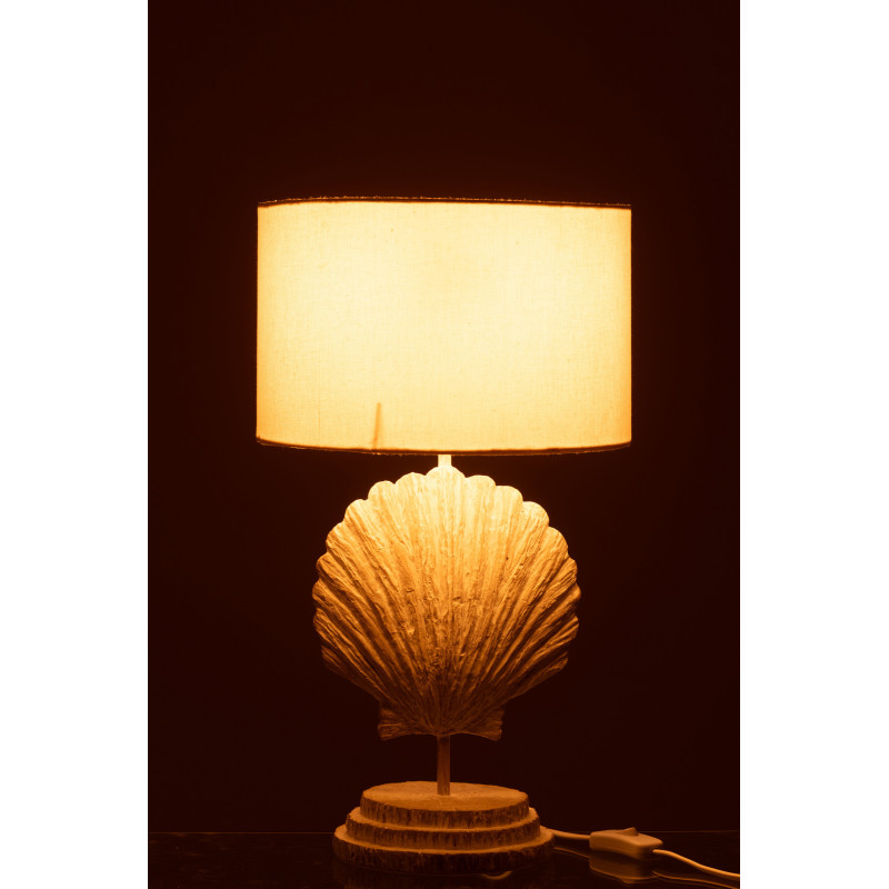 LAMPE COQUILLA POLYRÉS BLA/NAT (28x28x47,5cm) 