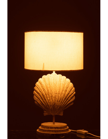 LAMPE COQUILLA POLYRÉS BLA/NAT (28x28x47,5cm) 