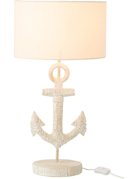 LAMPE ANCRE POLYRÉS BLA/NAT (28x28x58cm) 