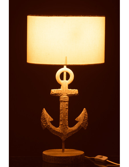 LAMPE ANCRE POLYRÉS BLA/NAT (28x28x58cm) 