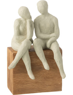 FIGURINE COUPLE RÉSINE BLA/NAT (14,5x9x22,5cm) 