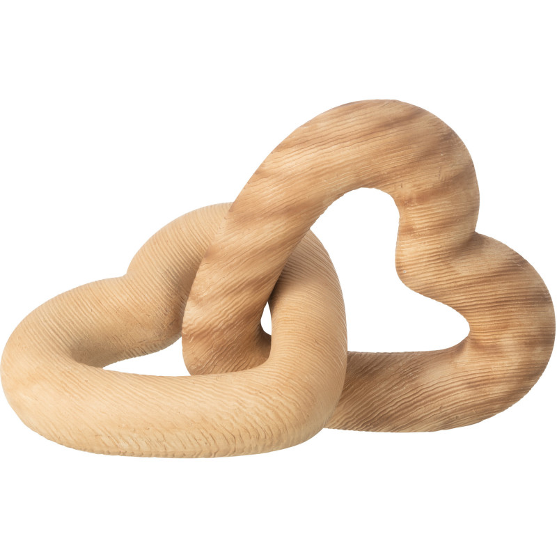 DÉCORATION CŒUR RÉSINE NATUREL (16,5x16,5x25cm) 