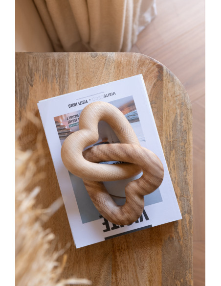 DÉCORATION CŒUR RÉSINE NATUREL (16,5x16,5x25cm) 