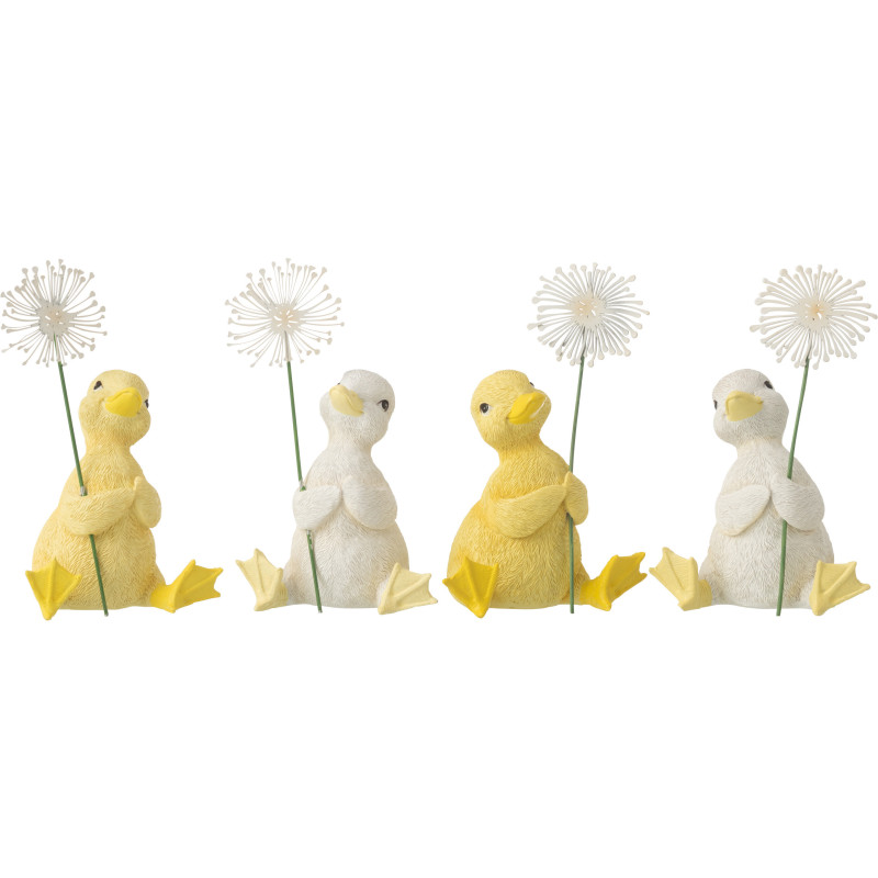 CANARD FLEUR RES BLA/JAU ASS4 (8,5x9,5x14cm) 