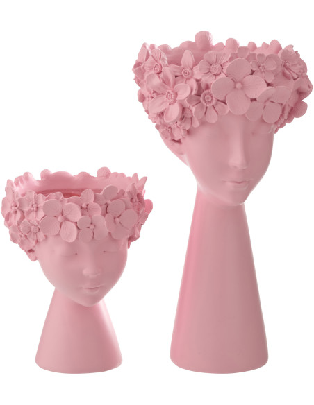 CACHEPOT TÊTE POUD CHAUX ROS L (23x23x40,8cm) 