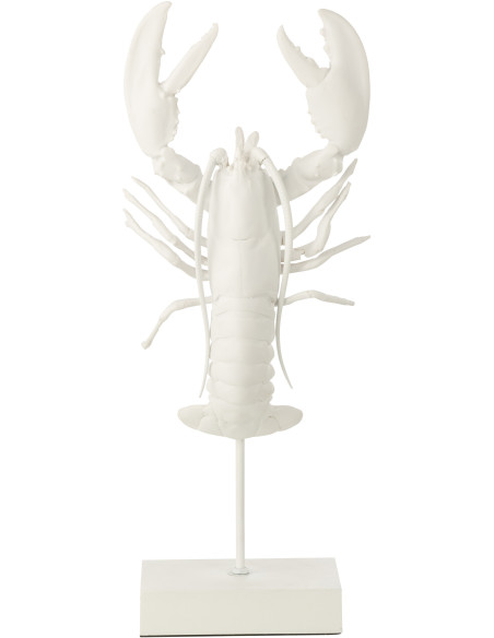 HOMARD S/BASE POLYRÉSINE BLANC (24x16x57cm) 