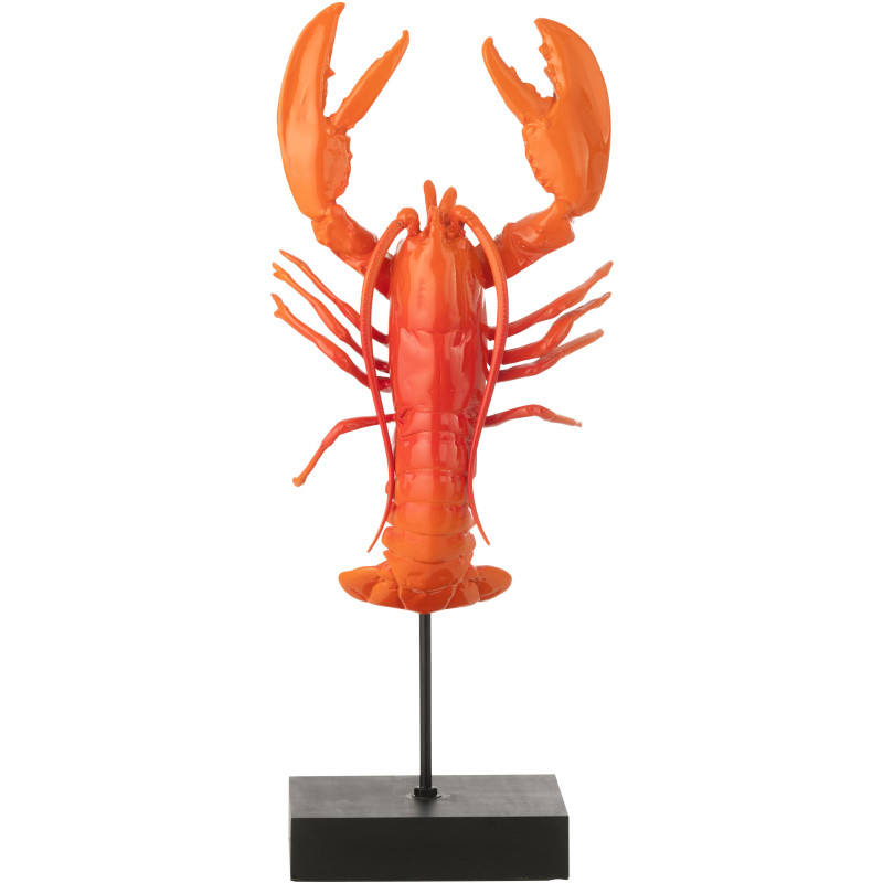 Grand Homard déco sur pied H 57 cm Résine Rouge Noir Métal Palmera J-Line - 1