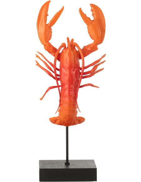 Grand Homard déco sur pied H 57 cm Résine Rouge Noir Métal Palmera J-Line - 1