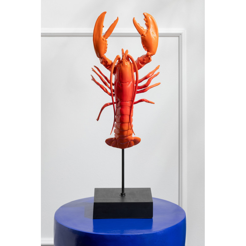 Grand Homard déco sur pied H 57 cm Résine Rouge Noir Métal Palmera J-Line - 2
