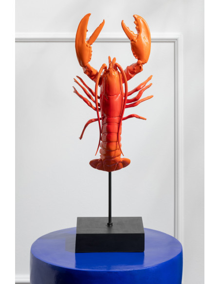 Grand Homard déco sur pied H 57 cm Résine Rouge Noir Métal Palmera J-Line - 2