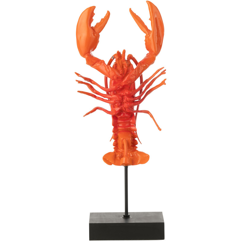 Grand Homard déco sur pied H 57 cm Résine Rouge Noir Métal Palmera J-Line - 3