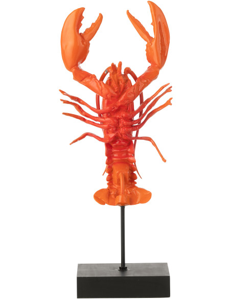 Grand Homard déco sur pied H 57 cm Résine Rouge Noir Métal Palmera J-Line - 3