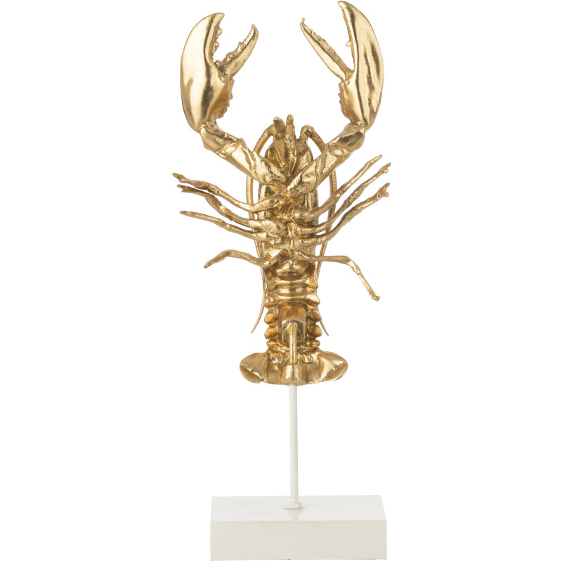 HOMARD S/BASE POLYRÉSINE DORÉ (24x16x57cm) 