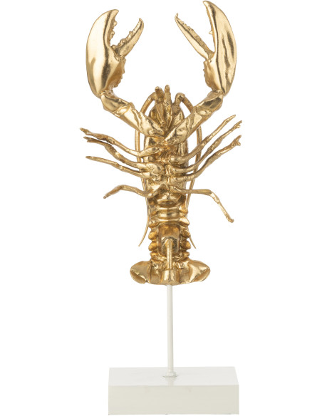 HOMARD S/BASE POLYRÉSINE DORÉ (24x16x57cm) 