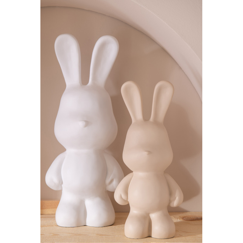LAPIN FRED POLYRÉSINE BEIGE S (16,5x13x36cm) 