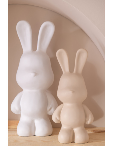 LAPIN FRED POLYRÉSINE BEIGE S (16,5x13x36cm) 