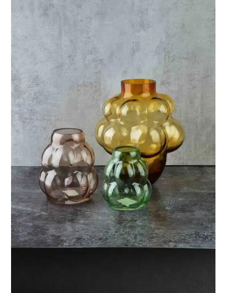 Grand Vase moderne Bulles Hauteur 35 cm Verre Ambre Serenite
