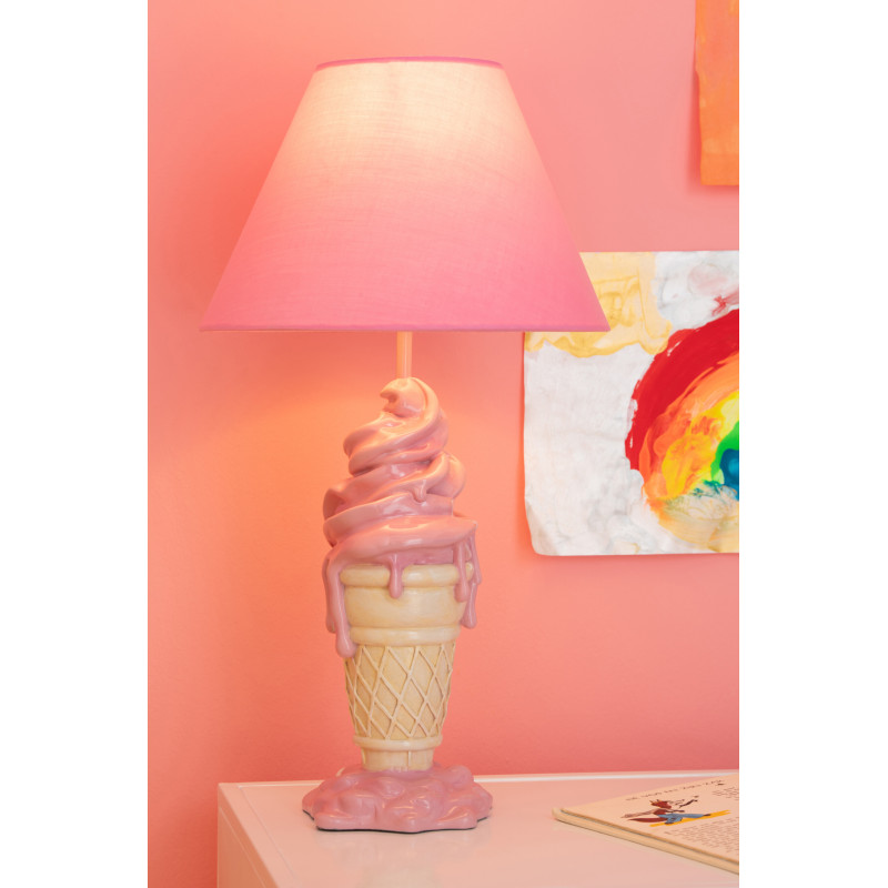 LAMP CRÈM GLA POLYRÉS ROS/BEI (26x26x47,5cm) 