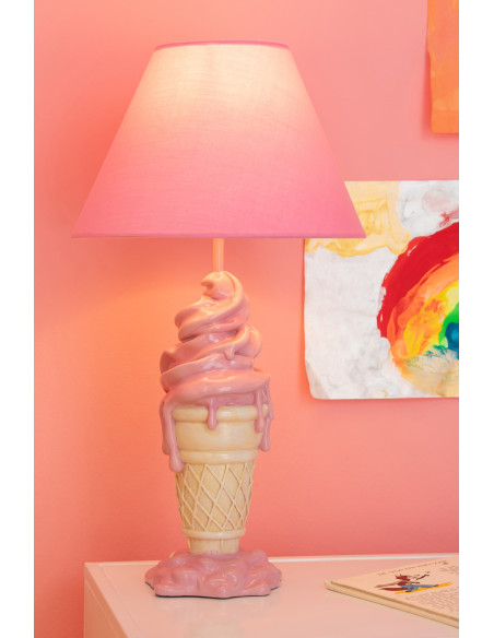 LAMP CRÈM GLA POLYRÉS ROS/BEI (26x26x47,5cm) 