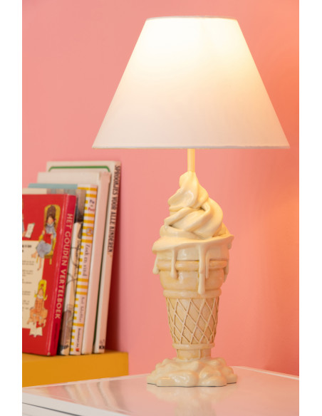 LAMP CRÈM GLA POLYRÉS JAU/BEI (26x26x47,5cm) 