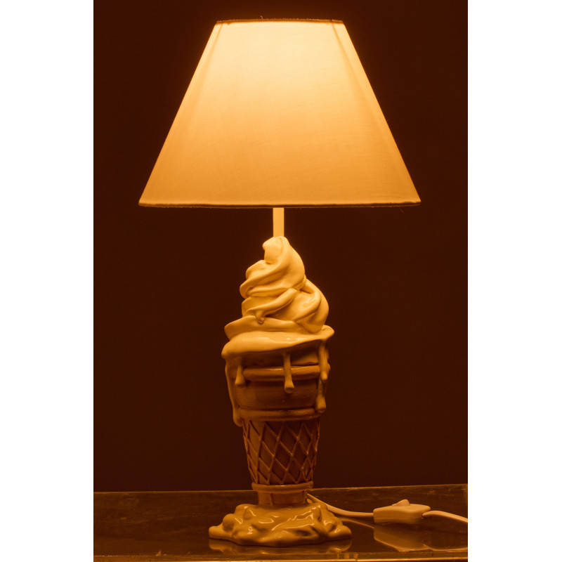 LAMP CRÈM GLA POLYRÉS JAU/BEI (26x26x47,5cm) 