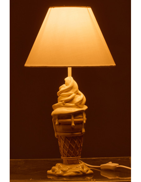 LAMP CRÈM GLA POLYRÉS JAU/BEI (26x26x47,5cm) 