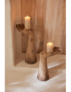 Lot de 2 Statues extérieur ethnique Mains H 50 cm Oxyde de magnésium Beige Noravel J-Line - 2