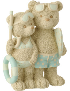 OURS FILLE PLAGE+GARÇ BEI/BL (17x11x28cm) 